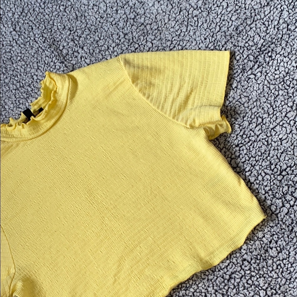 Shinestar Yellow Ruffled Crop Tee Short Sleeve - Picture 3 of 9